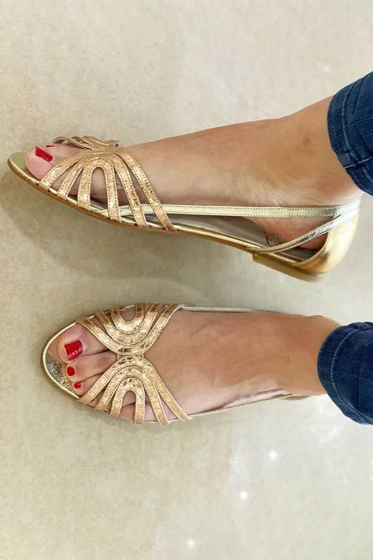 Solea™ | Elegant Open-Toe Golden Sandals
