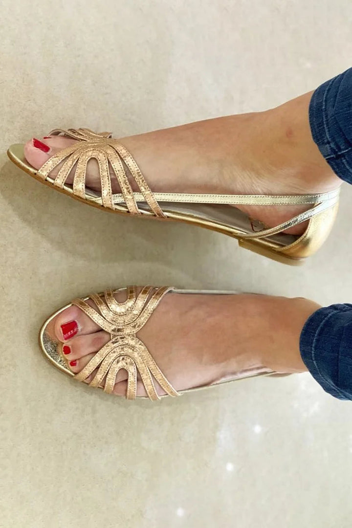 Solea™ | Elegant Open-Toe Golden Sandals