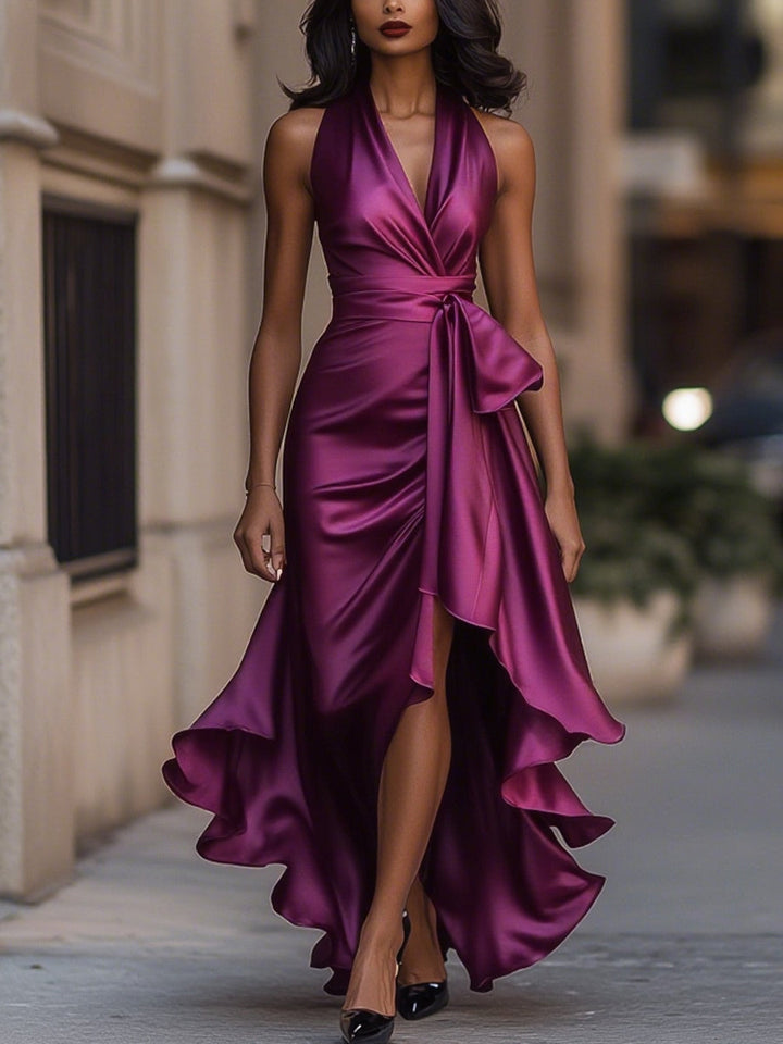 Nancy | Draped Satin Dress at the Waist