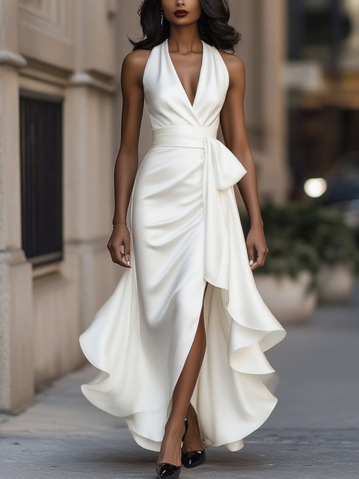 Nancy | Draped Satin Dress at the Waist