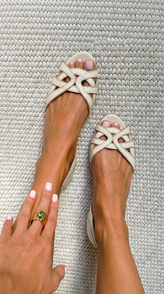 Bella™ | Cream Braided Flat Sandals
