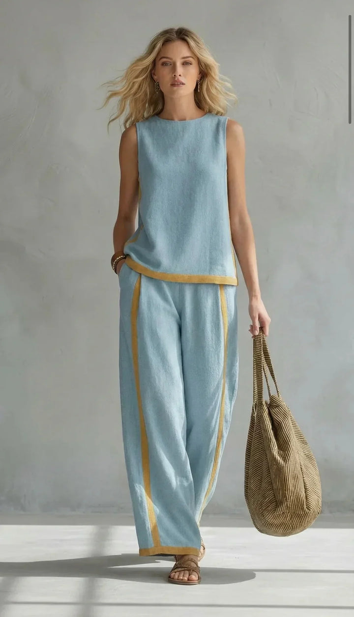Ursula | Elegant & Casual Set  Vest & Pants with Bicolor Finish