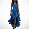 Nancy | Draped Satin Dress at the Waist