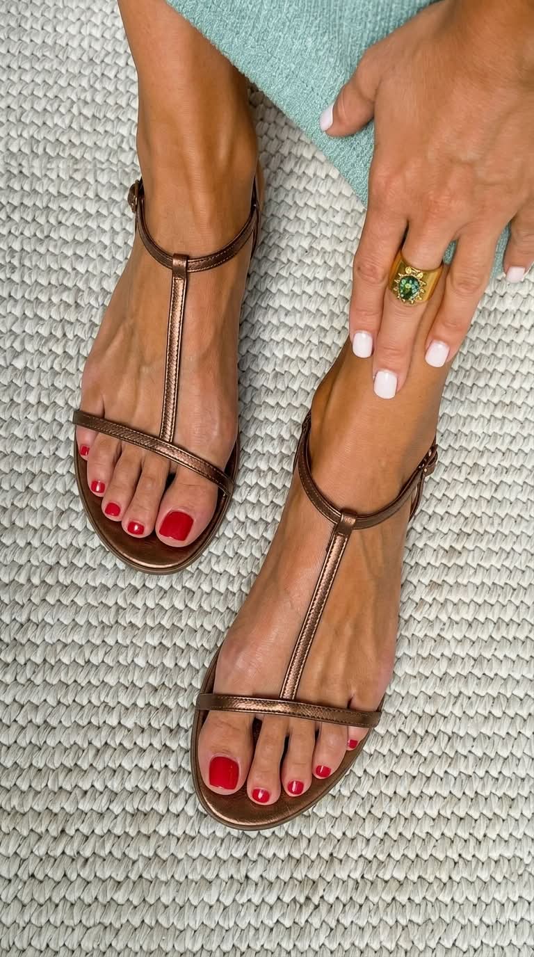 Elara™ | Minimalist Gold Flat Sandals