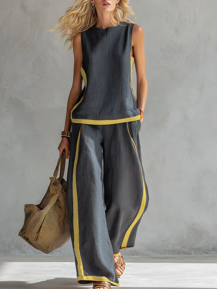 Ursula | Elegant & Casual Set  Vest & Pants with Bicolor Finish