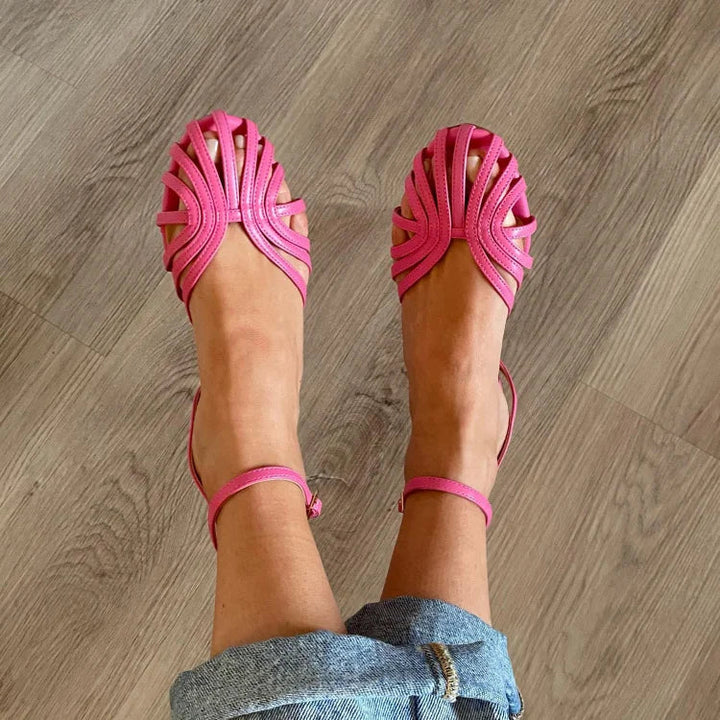 Joyela™ | Golden Ankle Strap Sandals