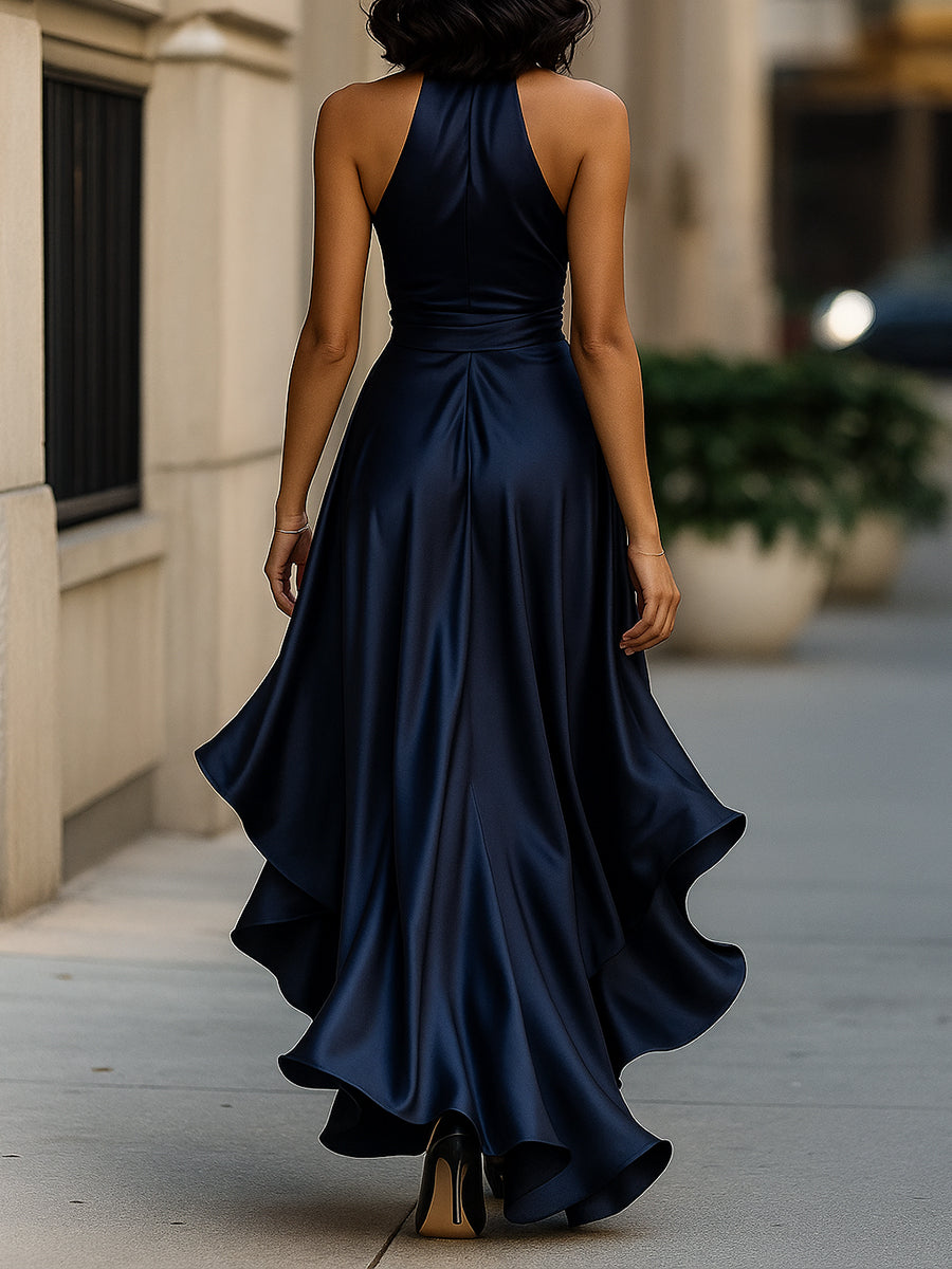 Nancy | Draped Satin Dress at the Waist