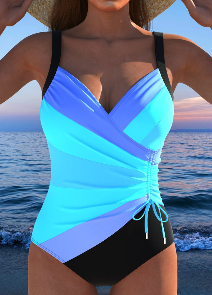 Amina | Luxury Surplice Swimsuit with Colorful Print