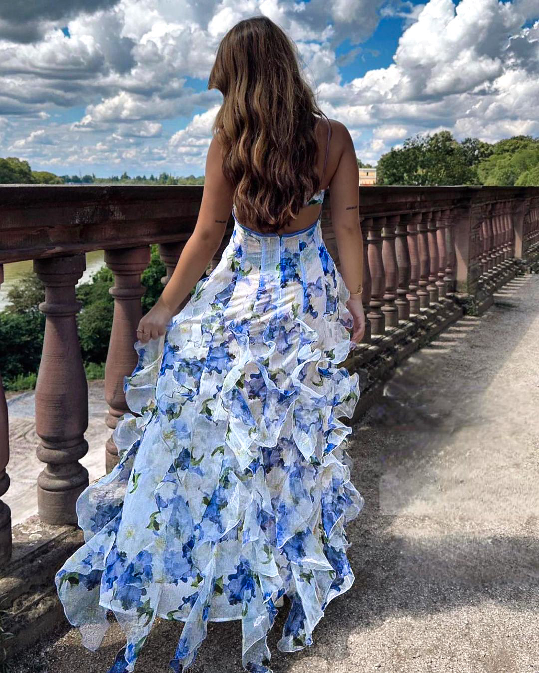 Uri™ | Midi Floral Dress with Ruffles