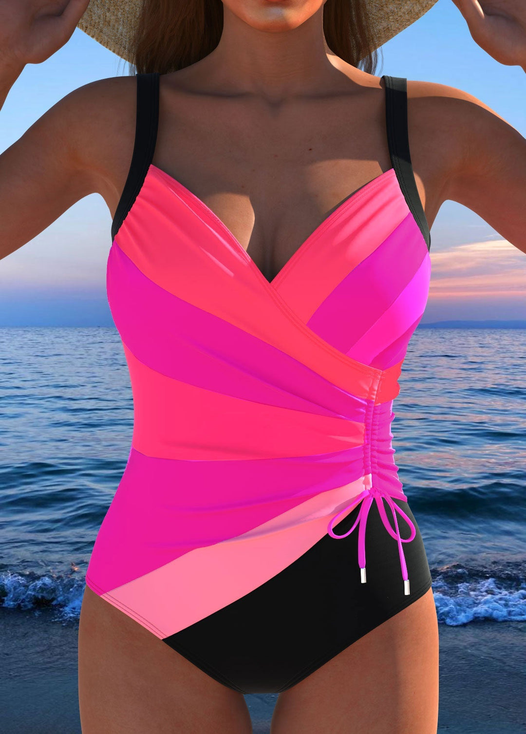 Amina | Luxury Surplice Swimsuit with Colorful Print
