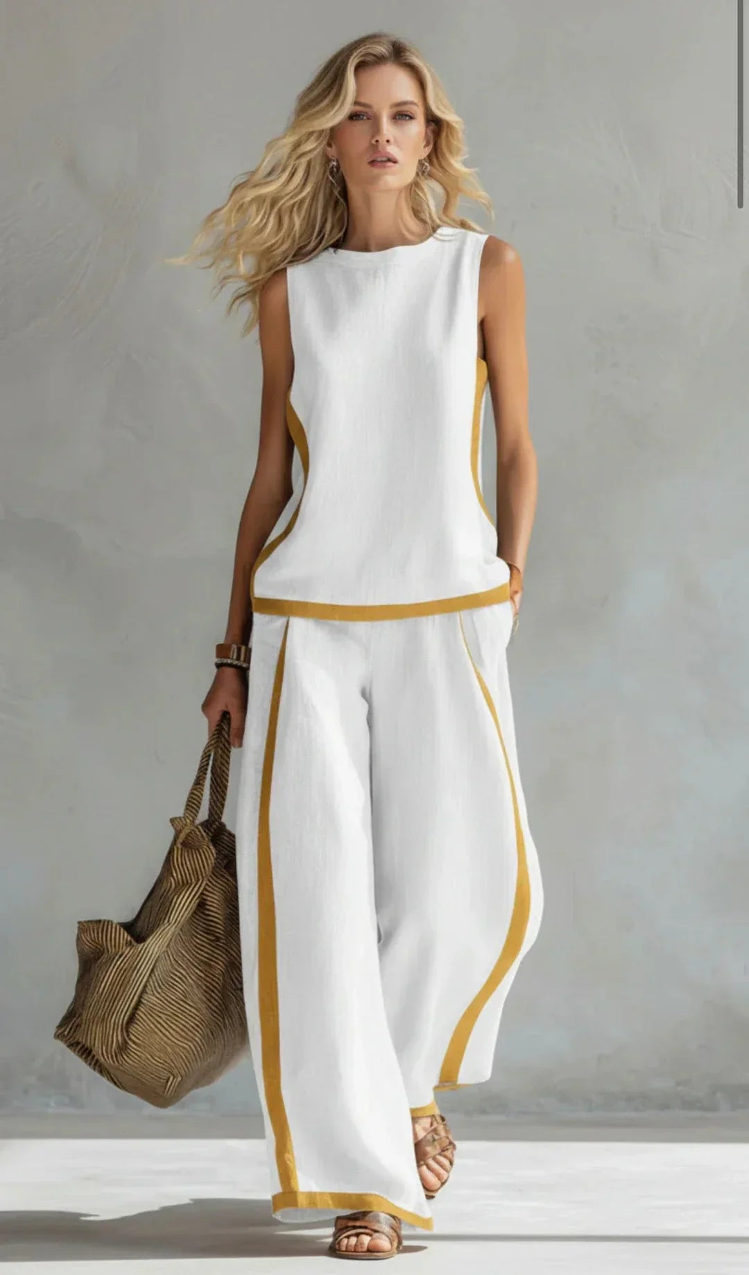 Ursula | Elegant & Casual Set  Vest & Pants with Bicolor Finish