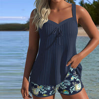 Alex | Striped Tankini with Two-Piece Beach Shorts