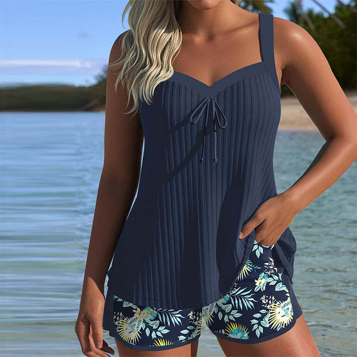 Alex | Striped Tankini with Two-Piece Beach Shorts