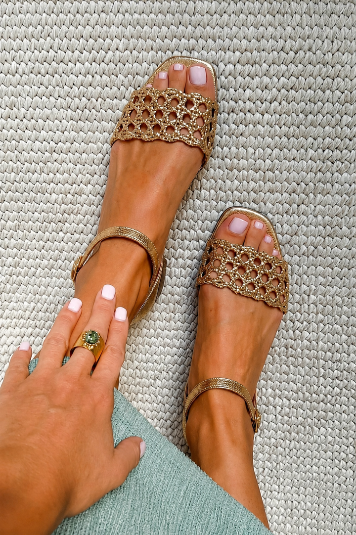 Luminosa™ | Elegant Golden Cutout Sandals