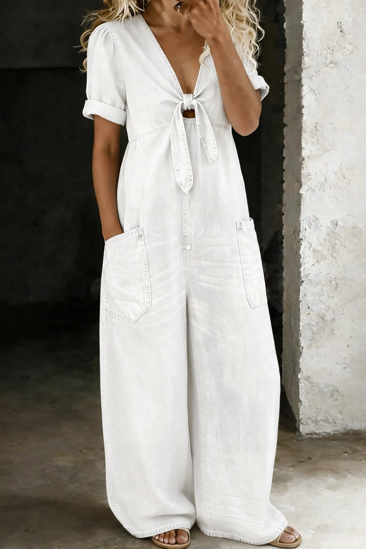 Maya | V-neck Denim Jumpsuit
