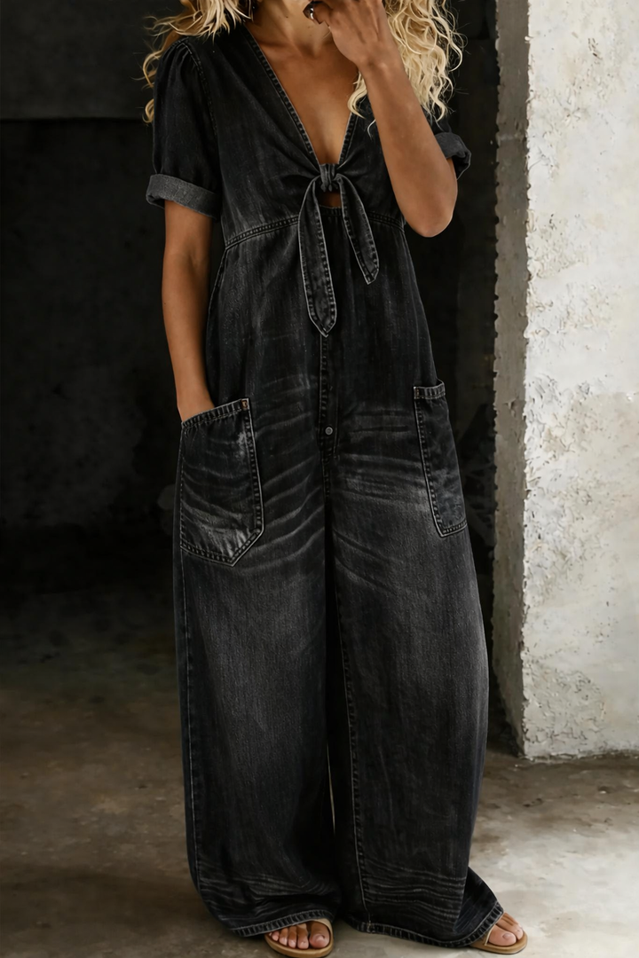 Maya | V-neck Denim Jumpsuit