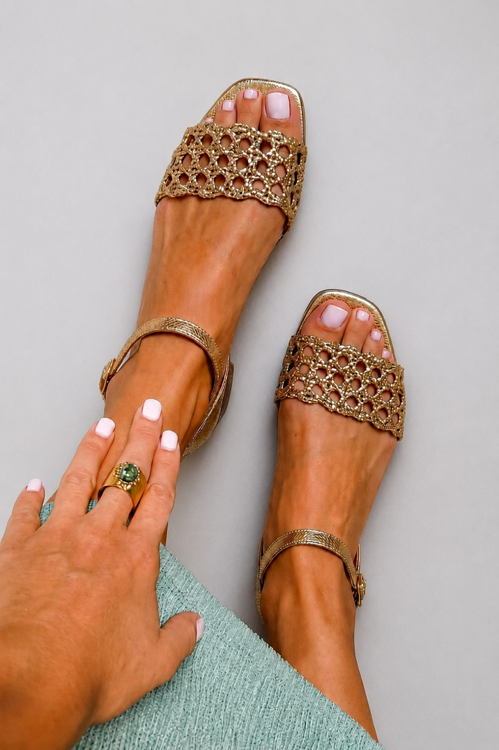 Luminosa™ | Elegant Golden Cutout Sandals