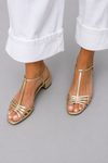 Eliseta™ | Gold Low Heel Sandals