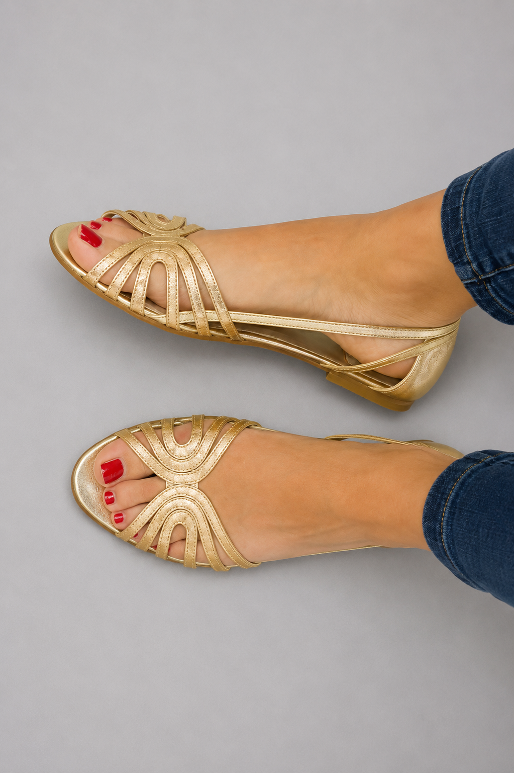 Solea™ | Elegant Open-Toe Golden Sandals