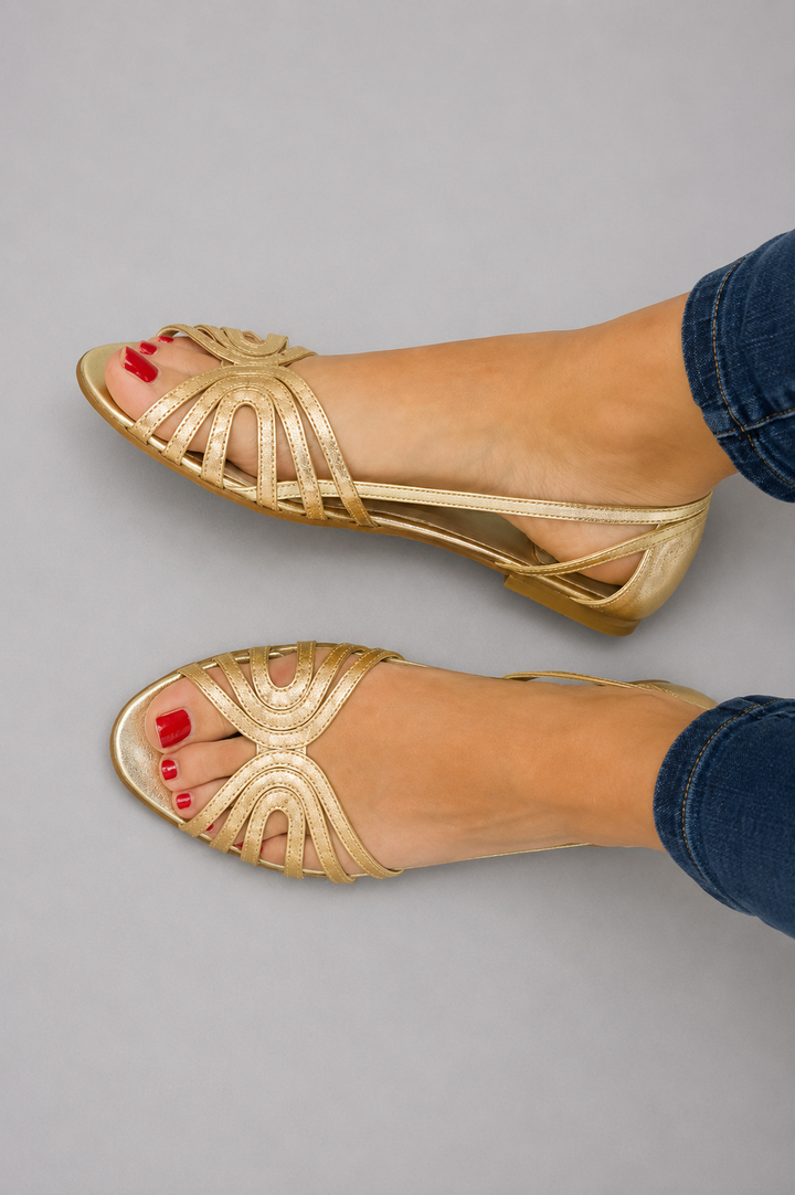 Solea™ | Elegant Open-Toe Golden Sandals