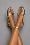 Joyela™ | Golden Ankle Strap Sandals