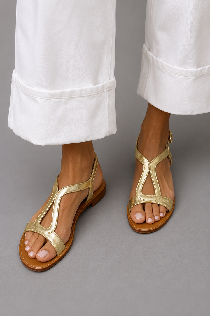 Doralia™ | Casual Golden Slingback Sandals