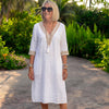 Elisa – Elegant mid-sleeve dress with V-neck