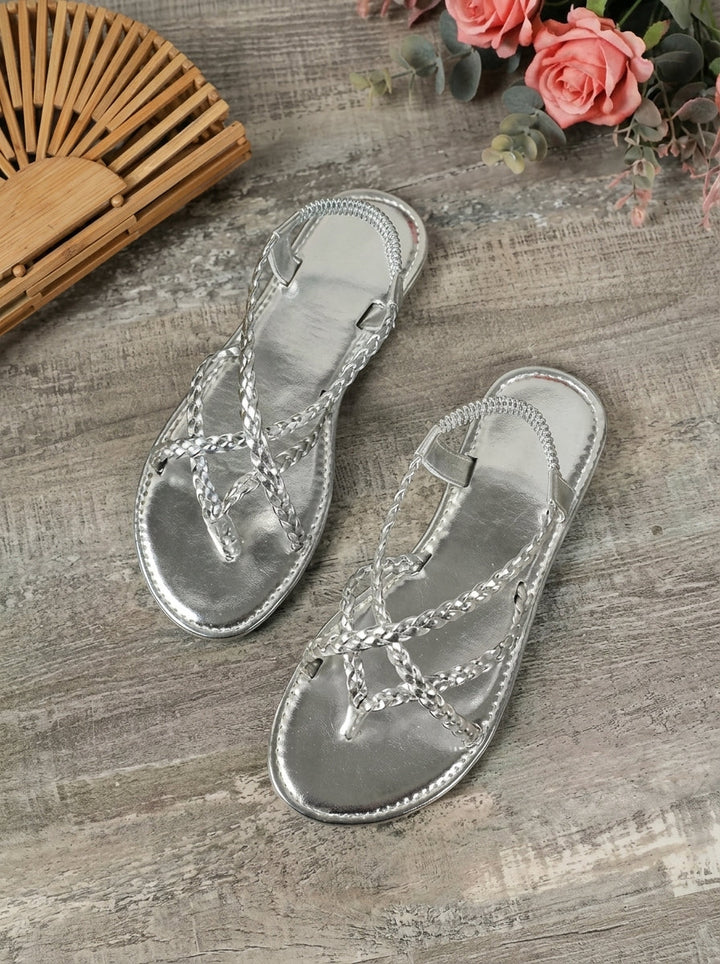 Lucería™ | Metallic Sandals with Braided Straps
