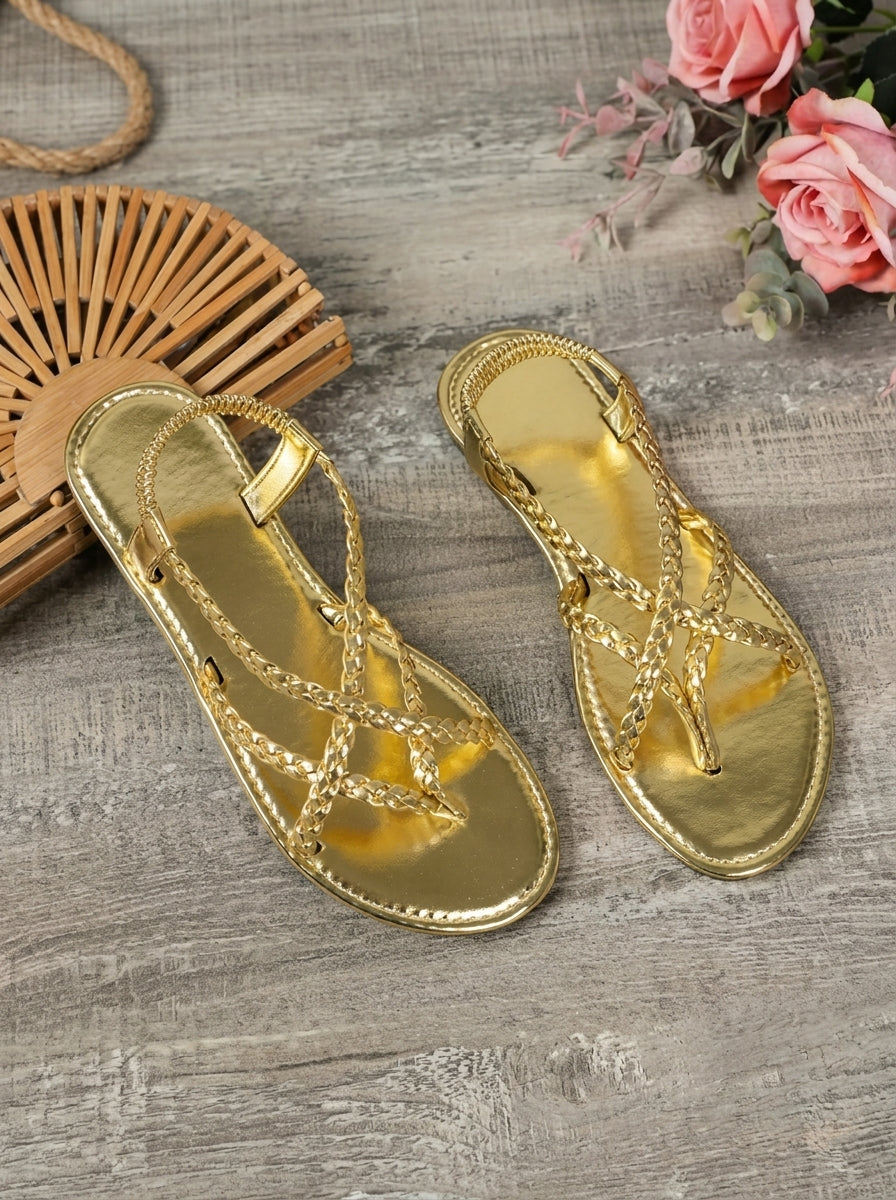 Lucería™ | Metallic Sandals with Braided Straps