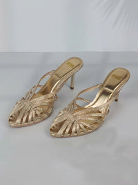 Aurabela™ | Heeled Sandals with Golden Straps