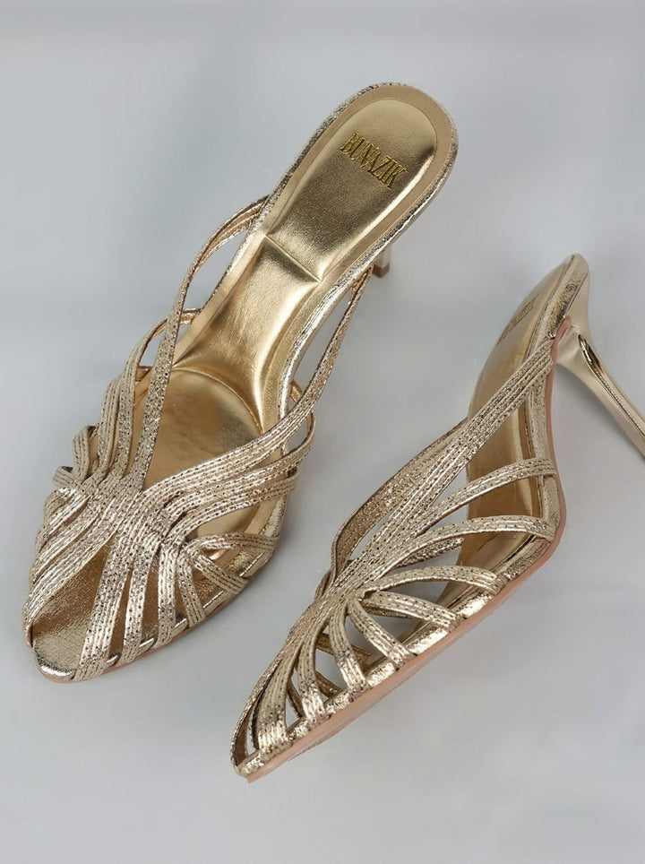 Aurabela™ | Heeled Sandals with Golden Straps