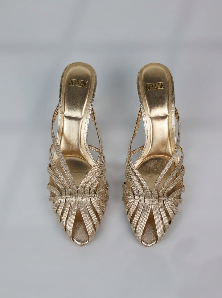 Aurabela™ | Heeled Sandals with Golden Straps