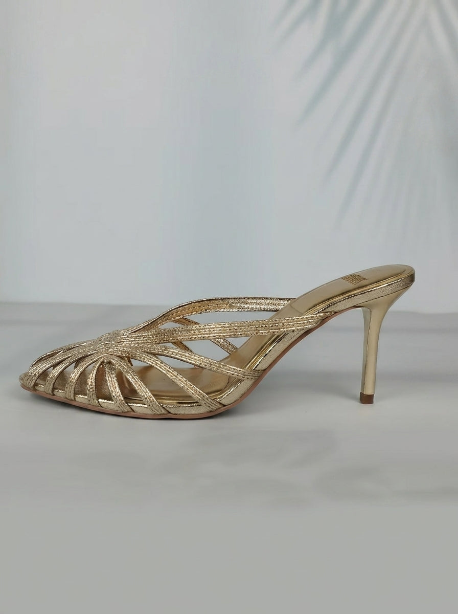 Aurabela™ | Heeled Sandals with Golden Straps