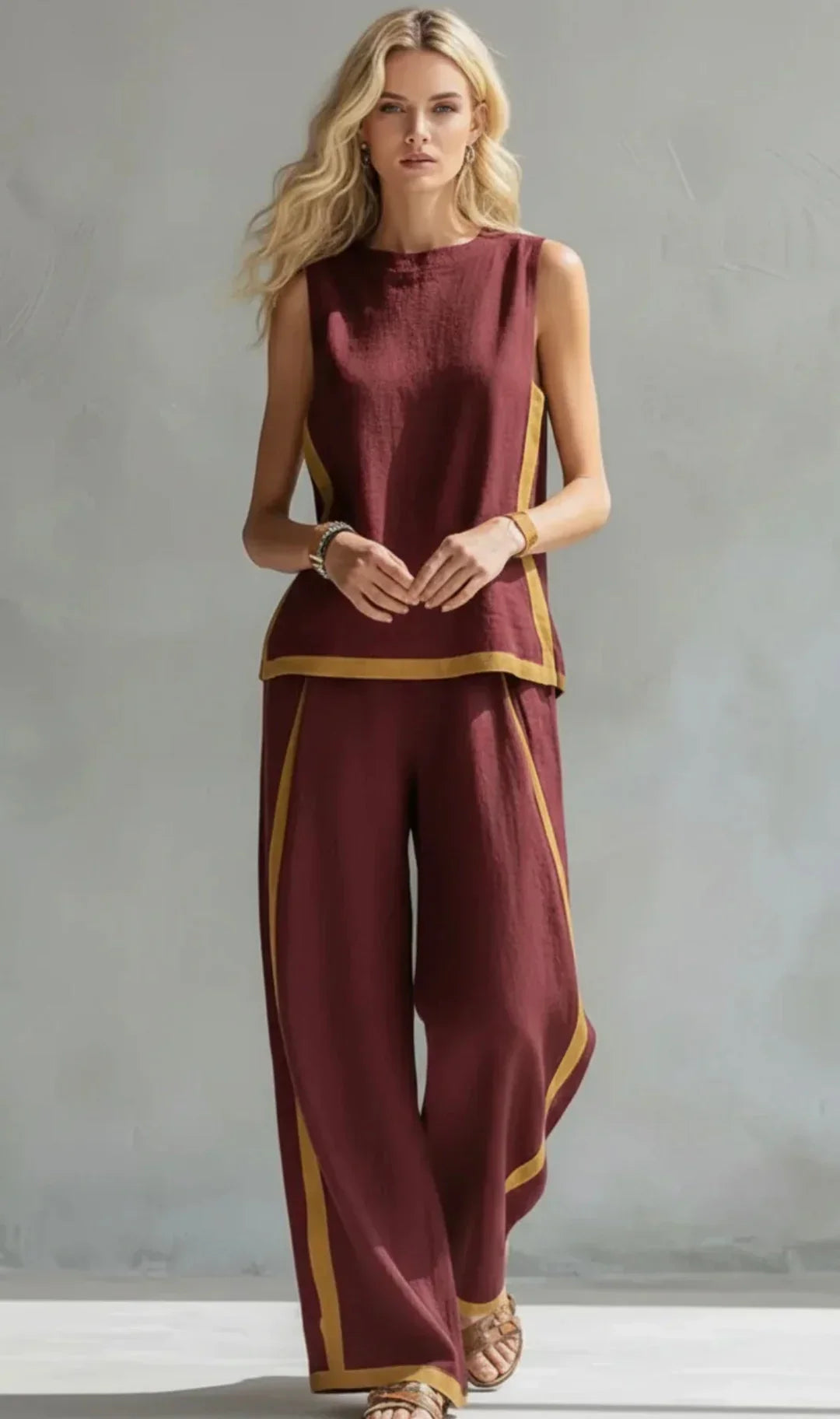 Ursula | Elegant & Casual Set  Vest & Pants with Bicolor Finish