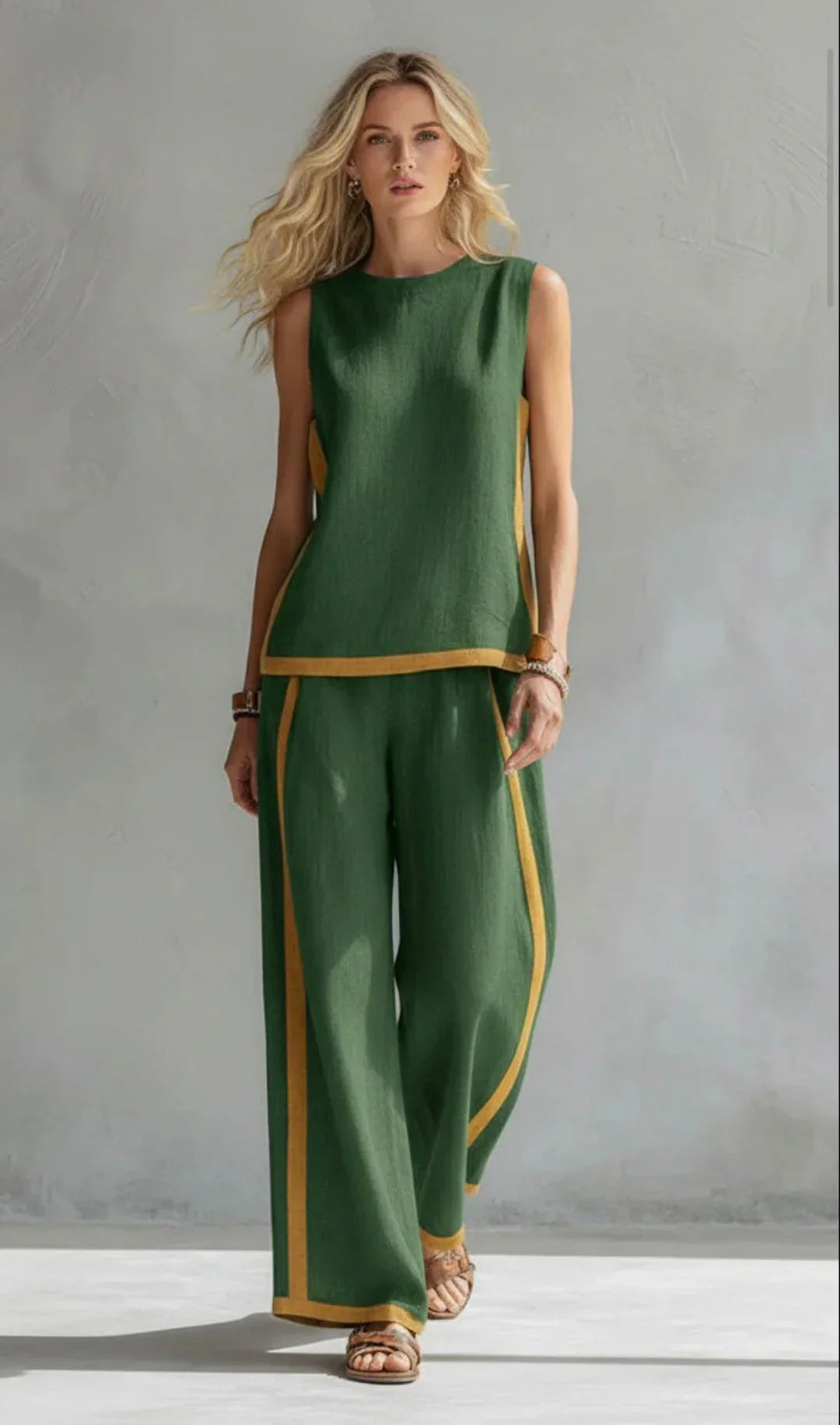 Ursula | Elegant & Casual Set  Vest & Pants with Bicolor Finish