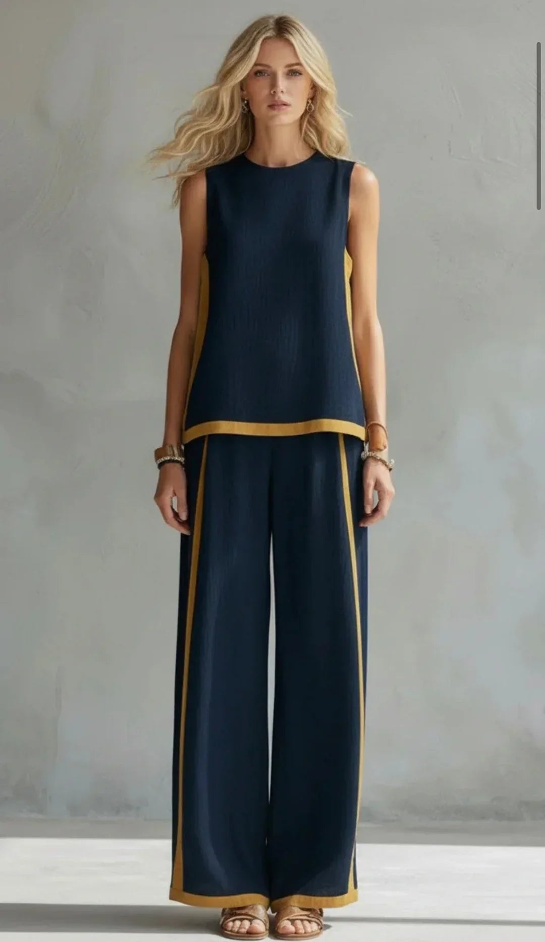 Ursula | Elegant & Casual Set  Vest & Pants with Bicolor Finish