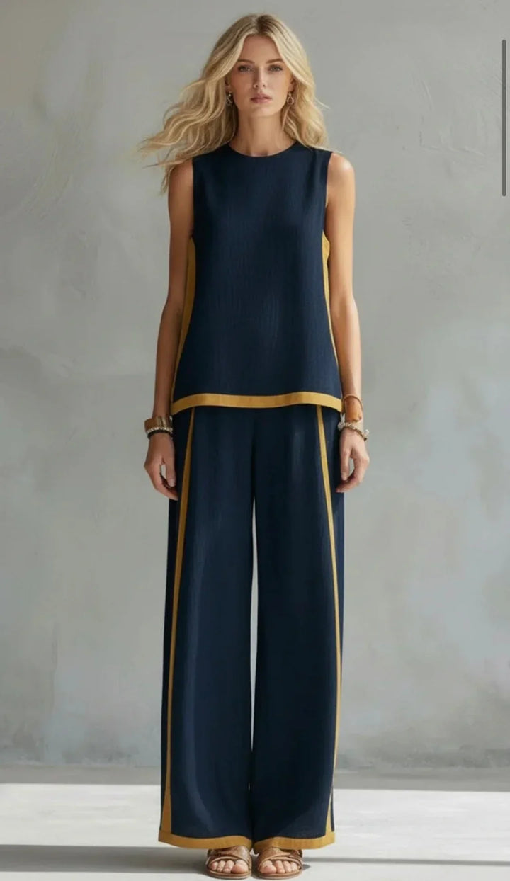 Ursula | Elegant & Casual Set  Vest & Pants with Bicolor Finish