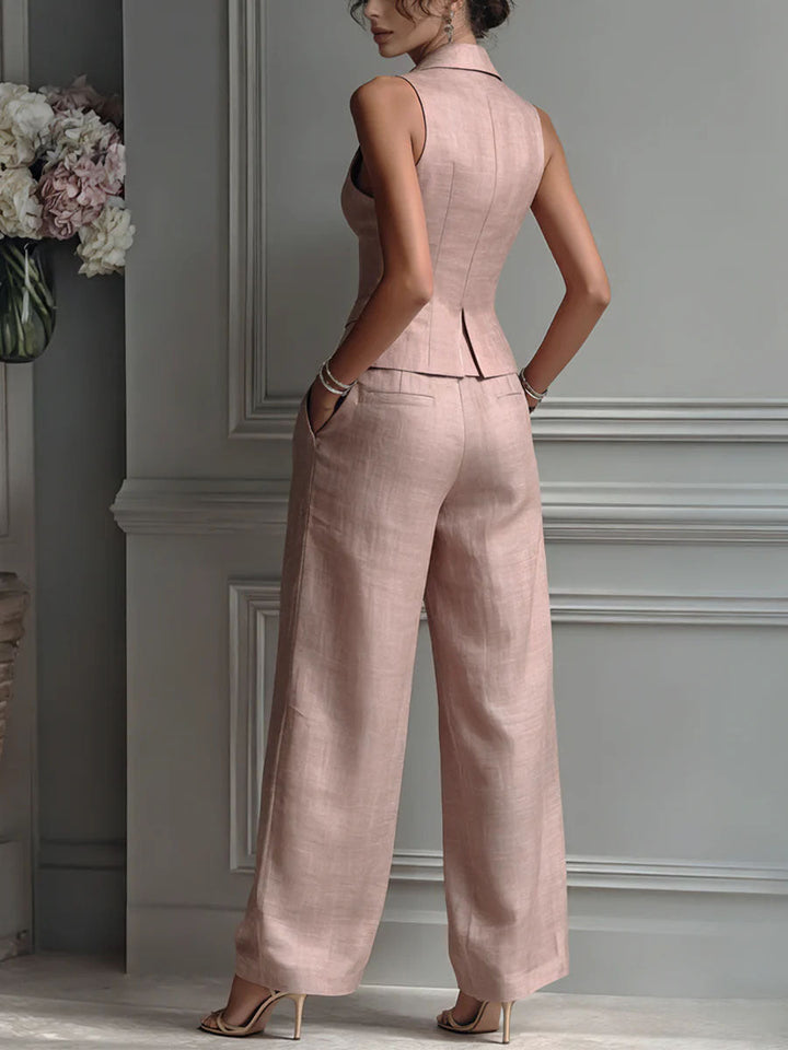 Wendy | Two-Piece V-Neck Set with Buttons