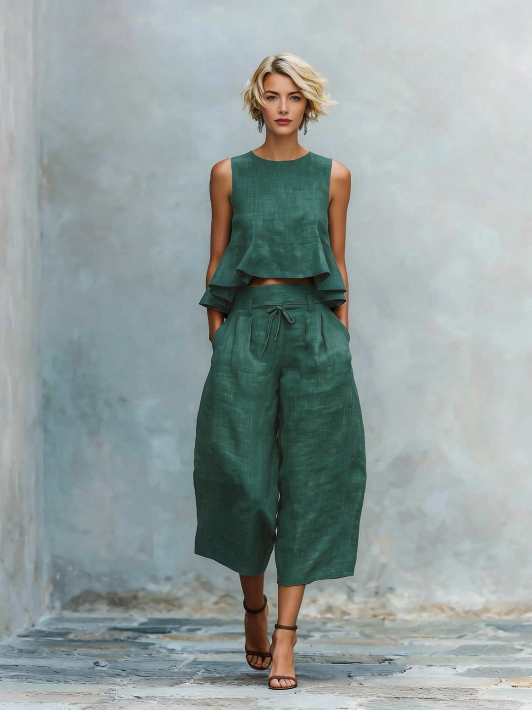 Julia | Women's Two-Piece Set with Ruffled Hem