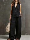 Laura | Two-piece Cotton Linen Set Sleeveless vest & wide-leg trousers