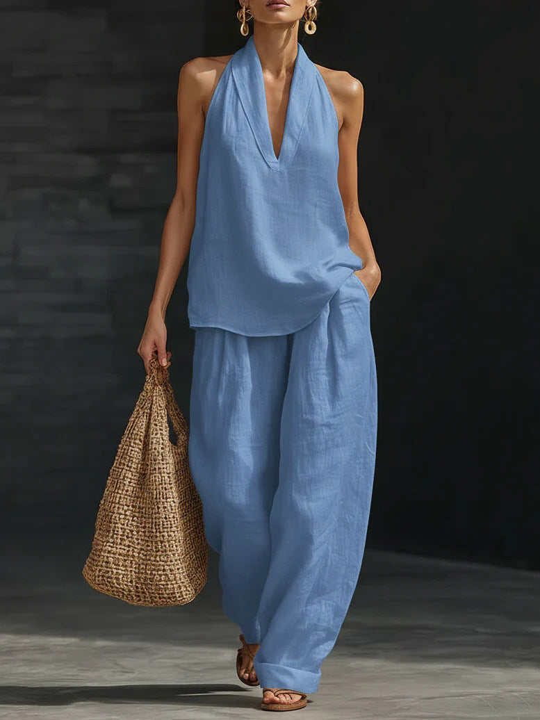 Zoë | Sleeveless Set with Wide Pants