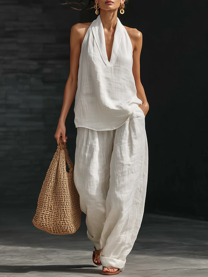 Carlotta - Elegant sleeveless set with wide pants
