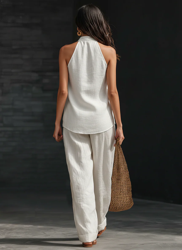Carlotta - Elegant sleeveless set with wide pants