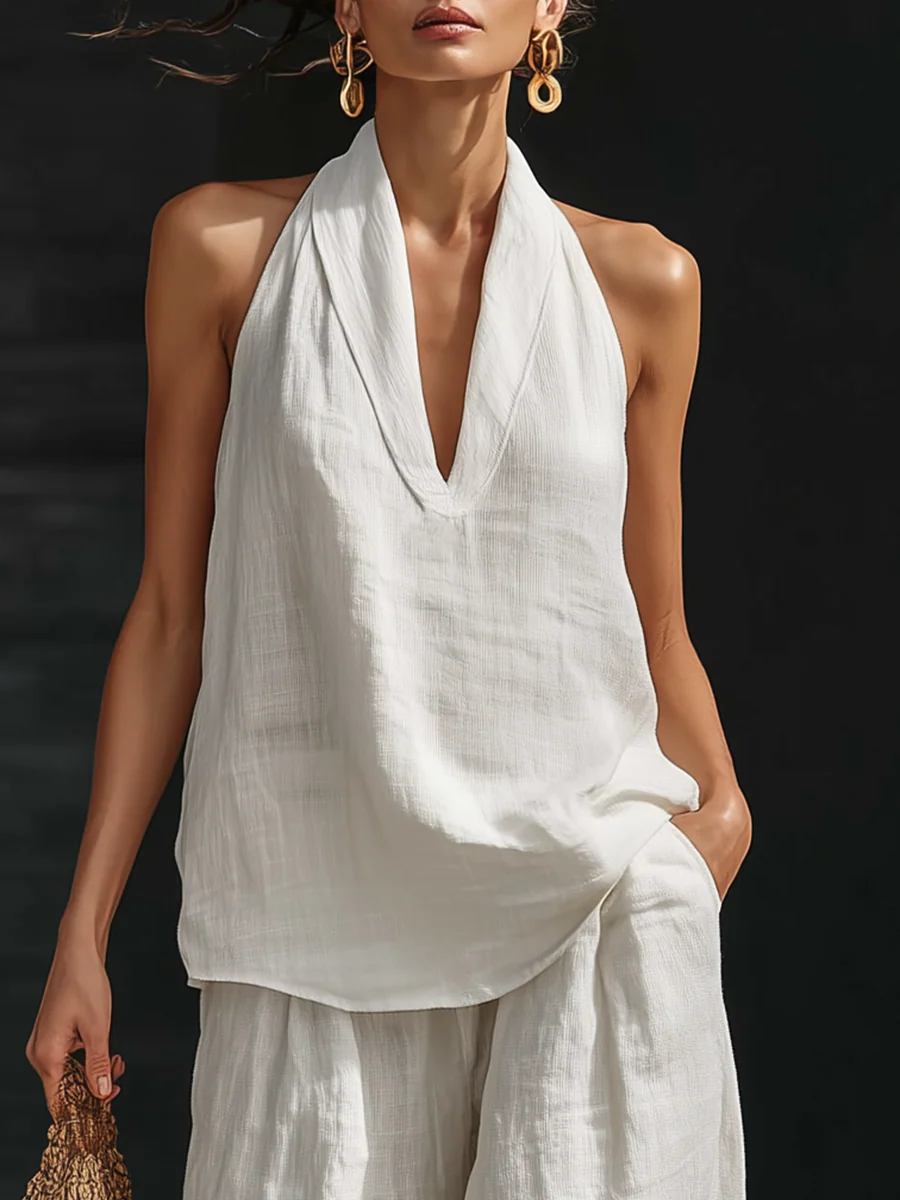 Carlotta - Elegant sleeveless set with wide pants