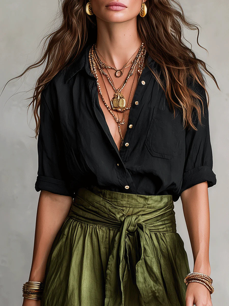 Vera | Two-piece Set Black & Olive