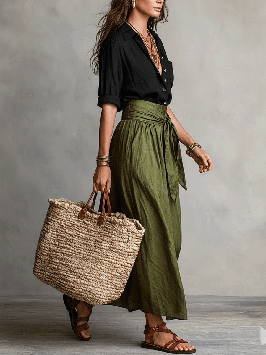 Vera | Two-piece Set Black & Olive