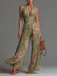 Lenza | Chiffon Floral V-Neck Jumpsuit