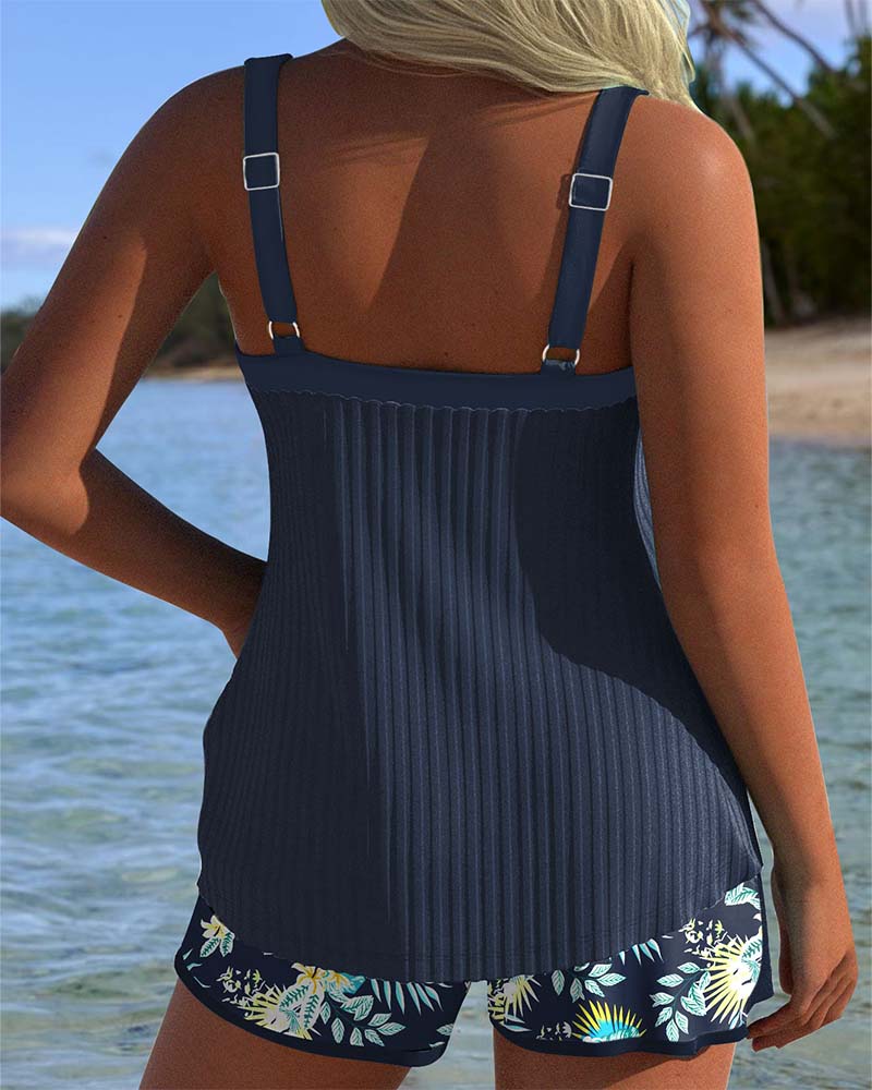 Alex | Striped Tankini with Two-Piece Beach Shorts