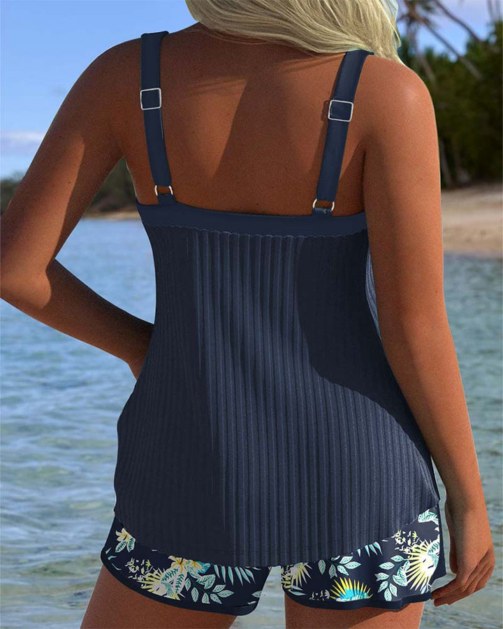 Alex | Striped Tankini with Two-Piece Beach Shorts