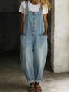 Carmen - Vintage denim jumpsuit made of soft cotton with adjustable shoulder straps